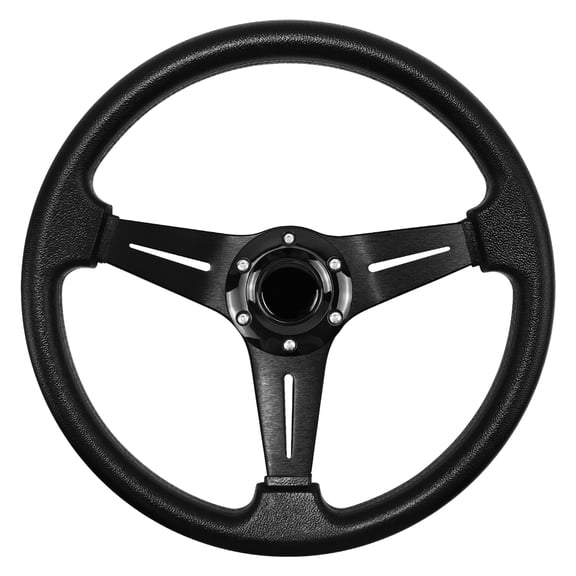 LOSCHEN Universal Racing Steering Wheel, 13.6 Inch 6 Bolt Anti-Slip Leather and Aluminum Gaming Steering Wheel with Horn Button for Chevy C10 Racing/Car Sim Driving/Racing Steering Whee black