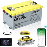 LOSSIGY 36V 150AH Lithium Golf Cart Battery with 25A LiFePO4 Charger&Monitor, 36 Volt Battery Conversion Kit