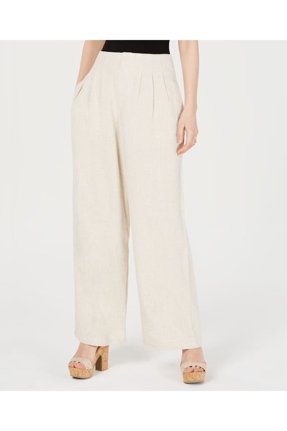 LOST + WANDER Womens Beige Wide Leg High Waist Pants L