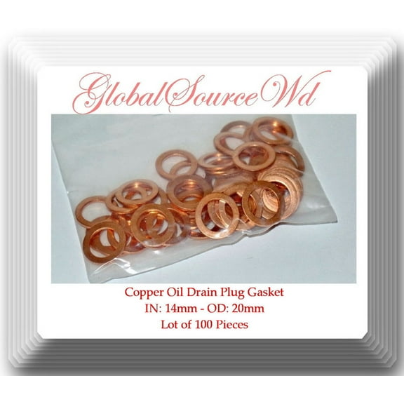 LOT 100 COPPER OIL DRAIN PLUG WASHER GASKET 14MM FITS: AUDI VW GM MAZDA SAAB