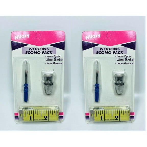 LOT OF 2 Allary Craft & Sew Seam Ripper, Metal Thimble and Tape Measure