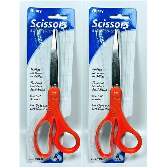 LOT OF 2 Allary Tempered Stainless Steel Blades 8" Scissors, Red