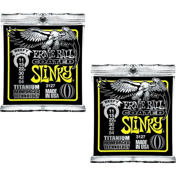 LOT OF 2 - Ernie Ball Coated Beefy Slinky Electric Guitar Strings, P03127 ^2