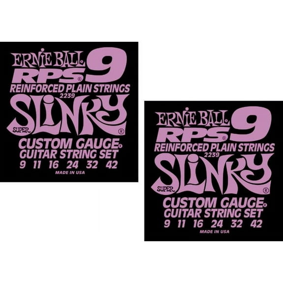 LOT OF 2 - Ernie Ball RPS Super Slinky Electric Guitar Strings, Made USA, P02239^2