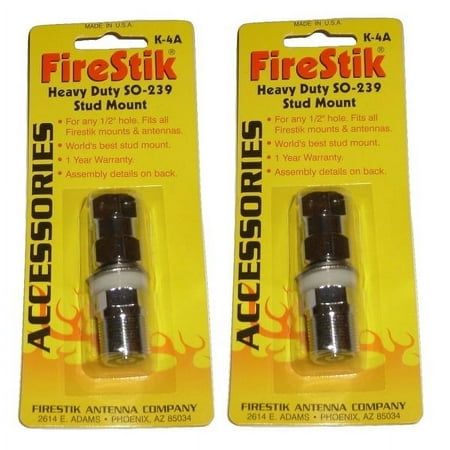 lot of 2 firestik k-4a heavy duty cb radio antenna so-239 stud mount