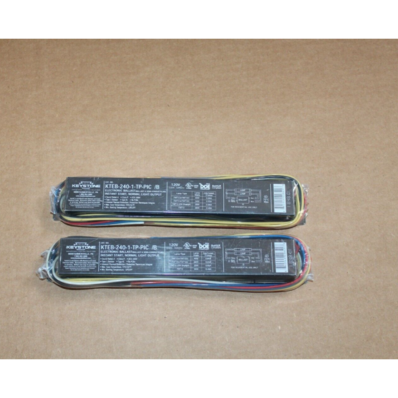 LOT OF 2 KEYSTONE KTEB-240-1-TP-PIC/B ELECTRIC BALLAST 120V 0.64A 50/60HZ