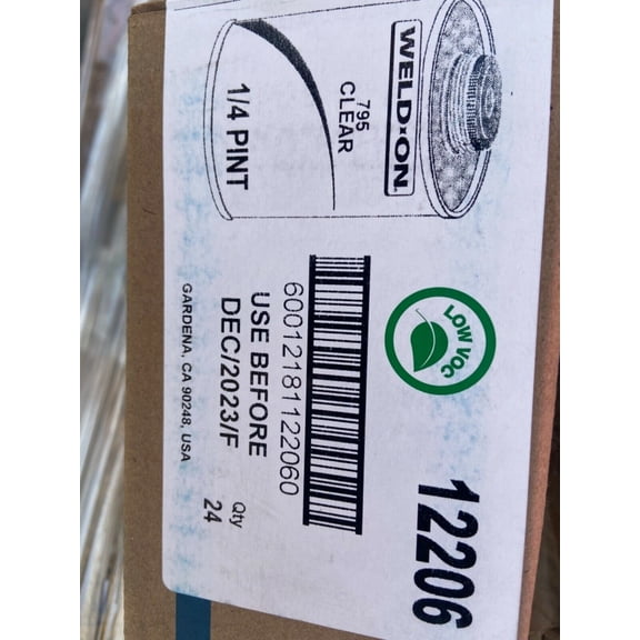 (LOT OF 24) Weld-On 795 Clear for PVC - 12 x 24 1/4 PINTS
