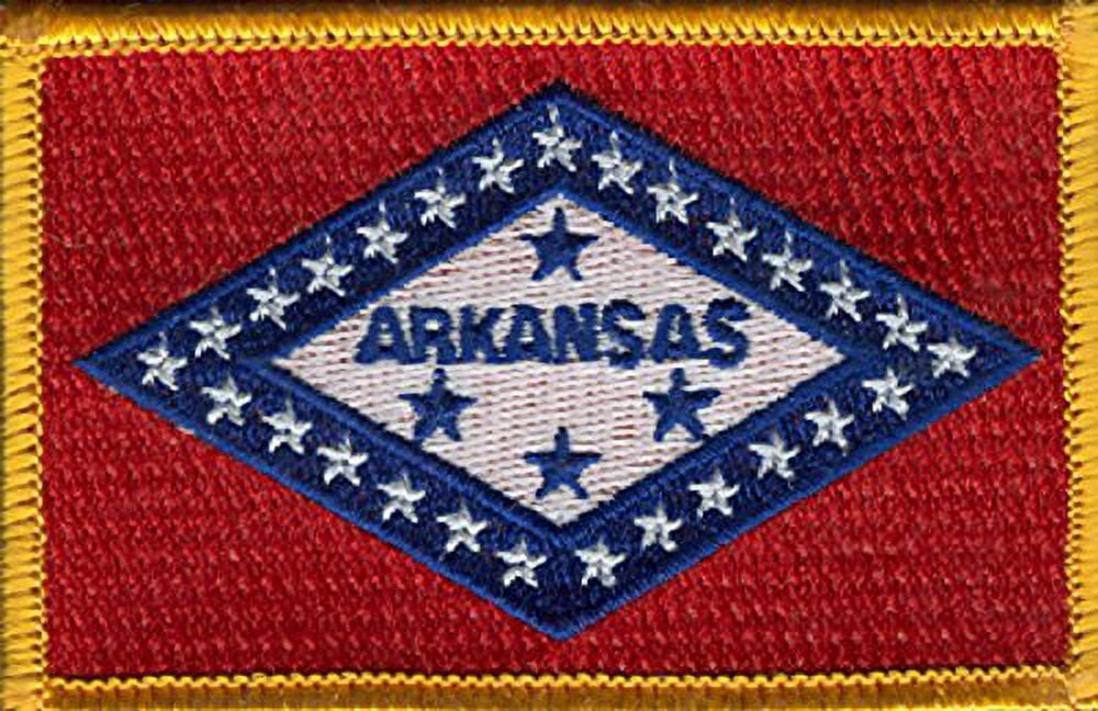 LOT OF 25!! Arkansas Patch 3.50" x 2.25", State of Arkansas Embroidered Iron On or Sew On Flag Patch Emblem