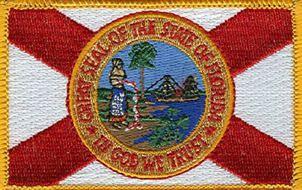 LOT OF 25!! Florida Patch 3.50" x 2.25", State of Florida Embroidered Iron On or Sew On Flag Patch Emblem