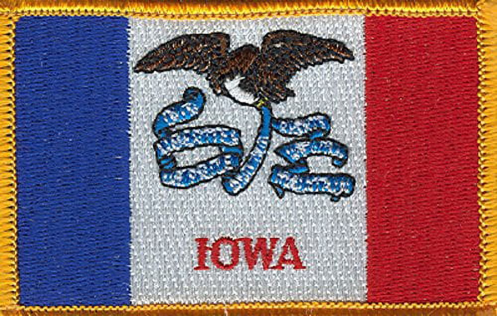 LOT OF 25!! Iowa Patch 3.50" x 2.25", State of Iowa Embroidered Iron On or Sew On Flag Patch Emblem