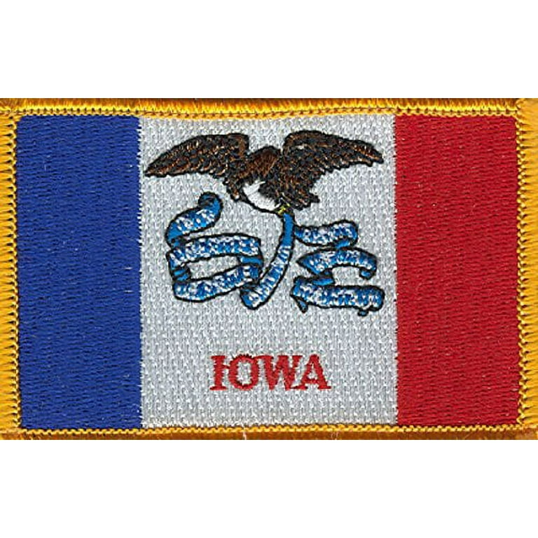 Lot of 25!! Iowa Patch 3.50 inch x 2.25 inch, State of Iowa Embroidered Iron on or Sew on Flag Patch Emblem