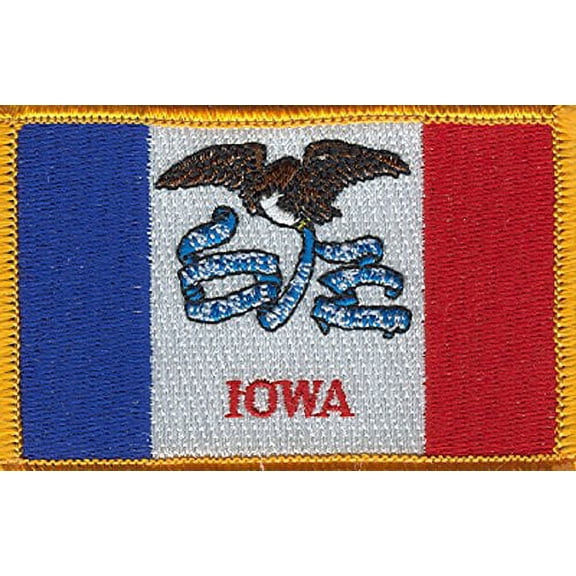 LOT OF 25!! Iowa Patch 3.50" x 2.25", State of Iowa Embroidered Iron On or Sew On Flag Patch Emblem