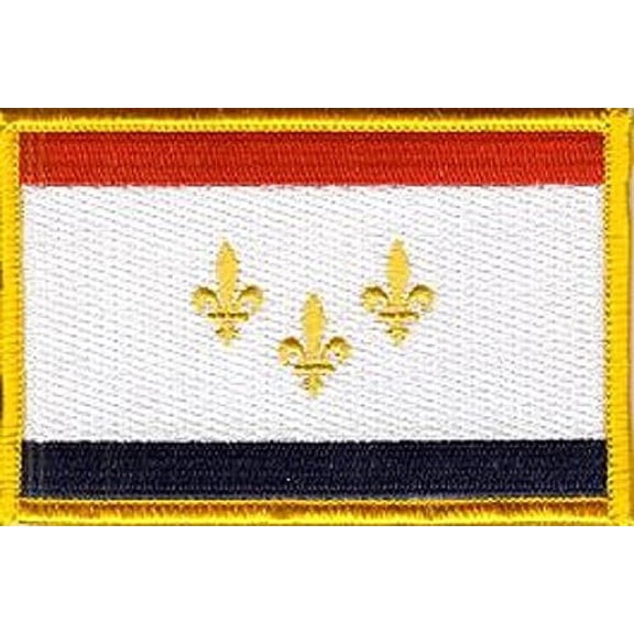 LOT OF 25!! New Orleans City Patch 3.50" x 2.25", City of New Orleans Embroidered Iron On or Sew On Flag Patch Emblem