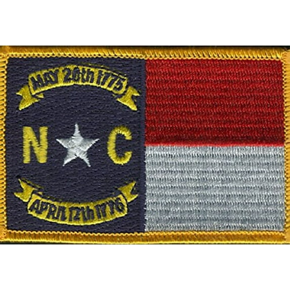 LOT OF 25!! North Carolina Patch 3.50" x 2.25", State of North Carolina Embroidered Iron On or Sew On Flag Patch Emblem