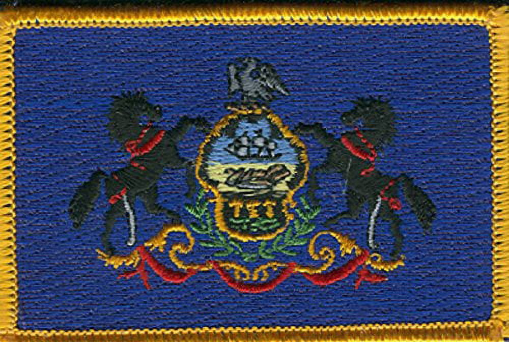 LOT OF 25!! Pennsylvania Patch 3.50" x 2.25", State of Pennsylvania Embroidered Iron On or Sew On Flag Patch Emblem