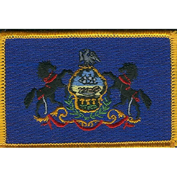 LOT OF 25!! Pennsylvania Patch 3.50" x 2.25", State of Pennsylvania Embroidered Iron On or Sew On Flag Patch Emblem