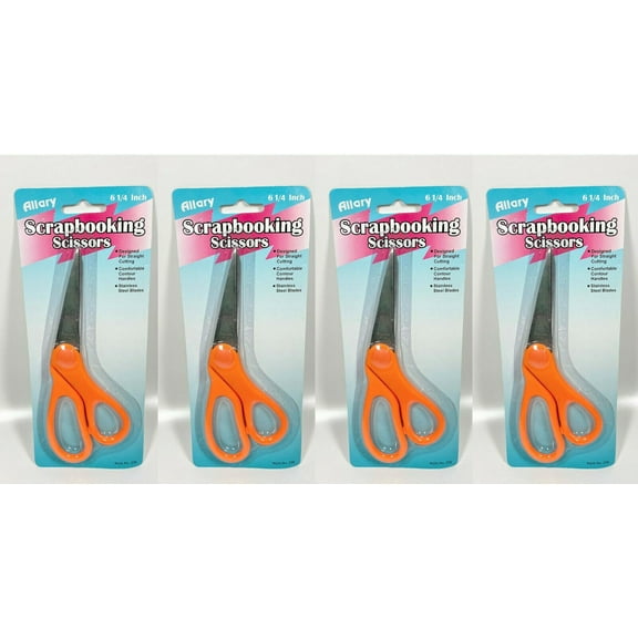LOT OF 4 Allary Scrapbooking Lightweight Scissors, 6 Inch (ORANGE)
