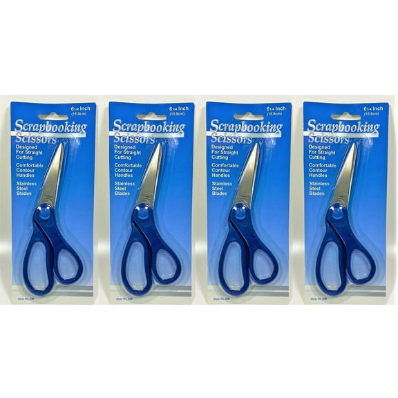 LOT OF 4 Scrapbooking Lightweight Scissors, 6 Inch (BLUE)