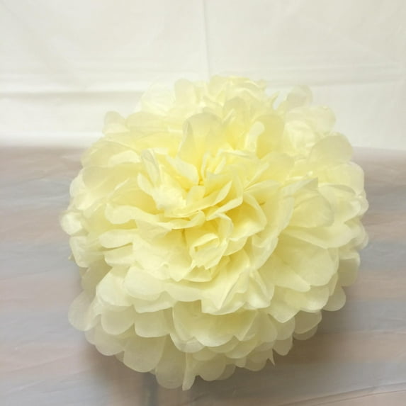 LOT OF 6 PIECES 12" IVORY COLOR TISSUE POMPOM