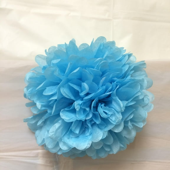LOT OF 6 PIECES 12" LIGHT BLUE COLOR TISSUE POMPOM