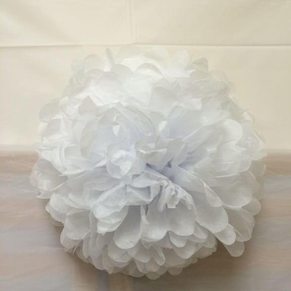 LOT OF 6 PIECES 12" WHITE COLOR TISSUE POMPOM