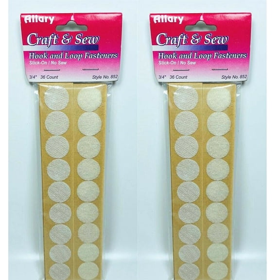 LOT OF Allary Stick-On No Sew Hook & Loop Fasteners, 3/4", 72 Count - WHITE