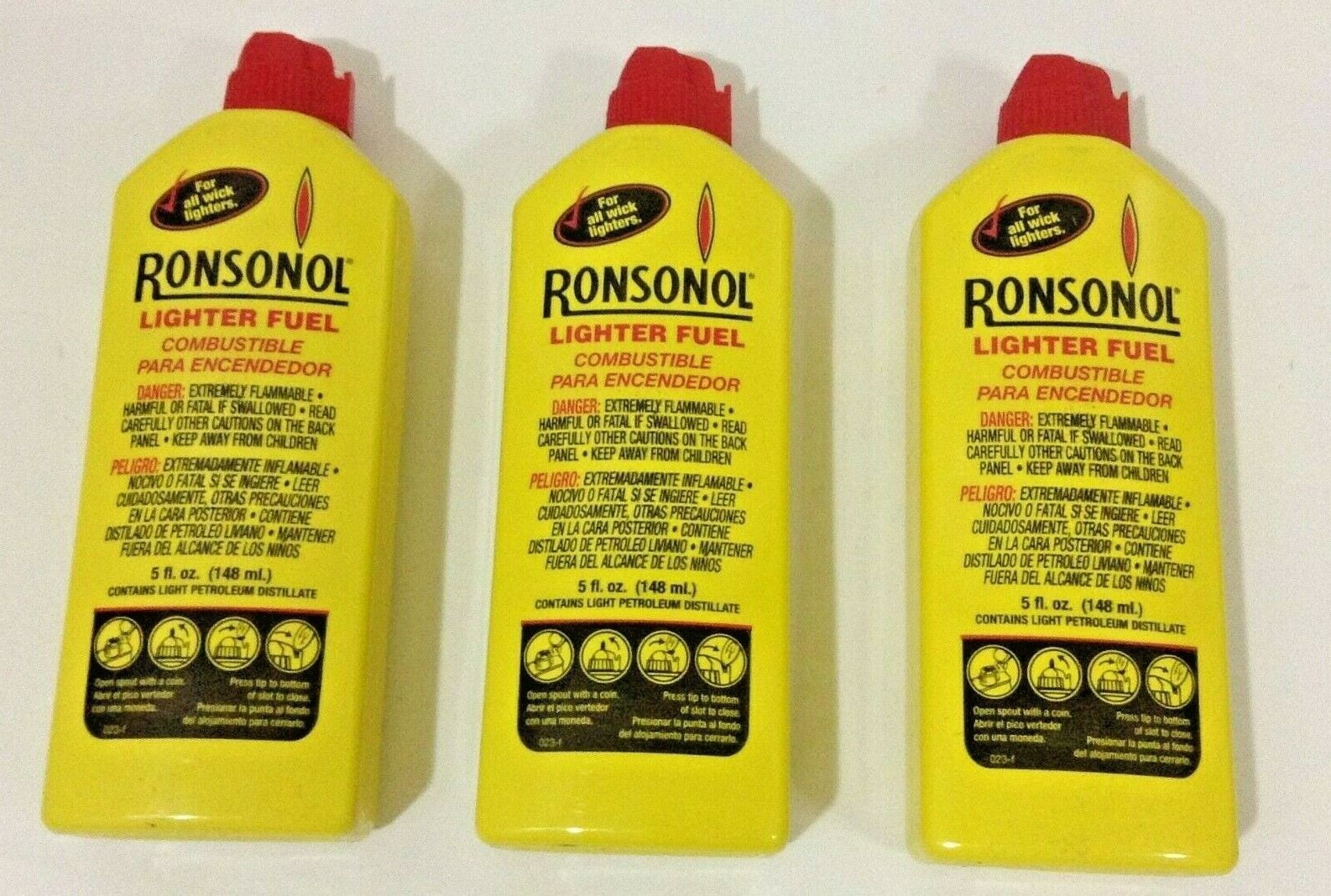 LOT of 3 Full Bottle RONSONOL 5 oz Best Lighter Fluid