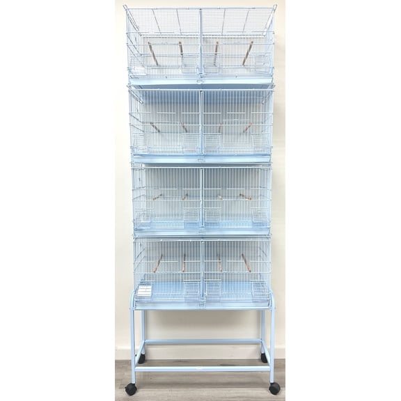 LOT of 4 White Stackable Double Breeder Flight Bird Parrot Breeding Cage Center Dividers Side Breeding Nest Box Doors With Detachable Rolling Stand