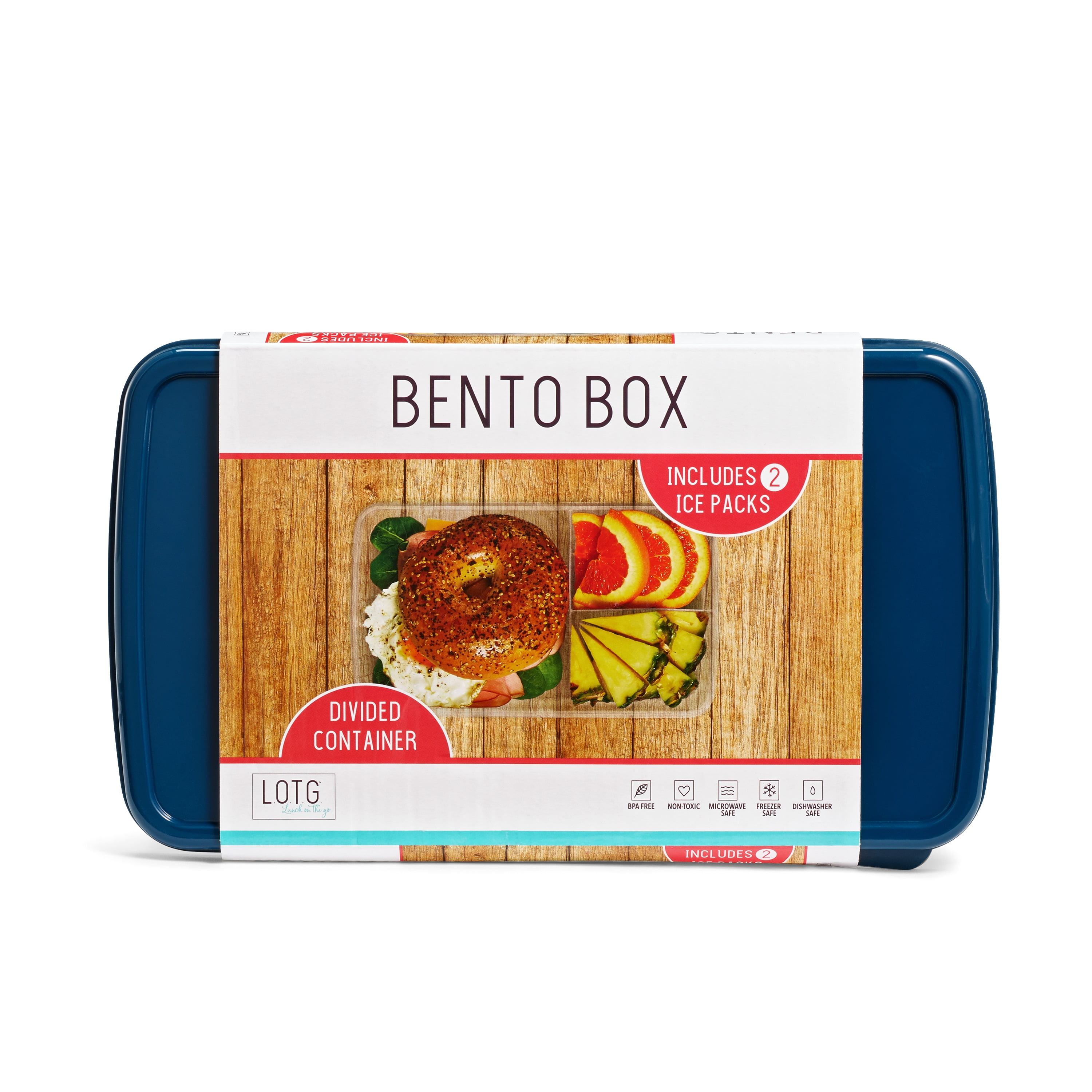 Navy BPA-Free Plastic Bento Box with Ice Packs