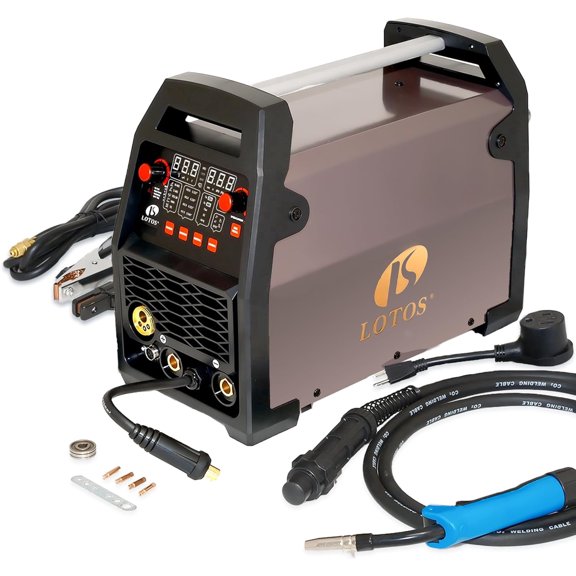 LOTOS Apex MIG180 6-in-1 180A MIG Welder, Dual Voltage 120/240V, Gas/Flux-Core, TIG, Stick, Spot