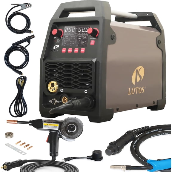 LOTOS Apex MIG180SP 6-in-1 180A MIG Welder with Spool Gun, Dual Voltage 120/240V, Gas/Flux-Core