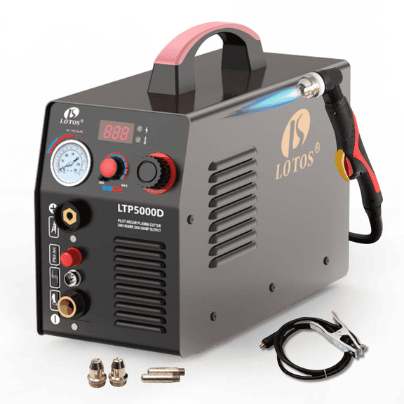 LOTOS LTP5000D Pilot Arc Plasma Cutter, 50 Amp, 5/8" Clean Cut, Dual Voltage 110V/220V