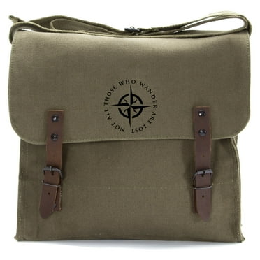 LOTR Not All Those Who Wander Are Lost Canvas Medic Shoulder Bag, Olive & Black