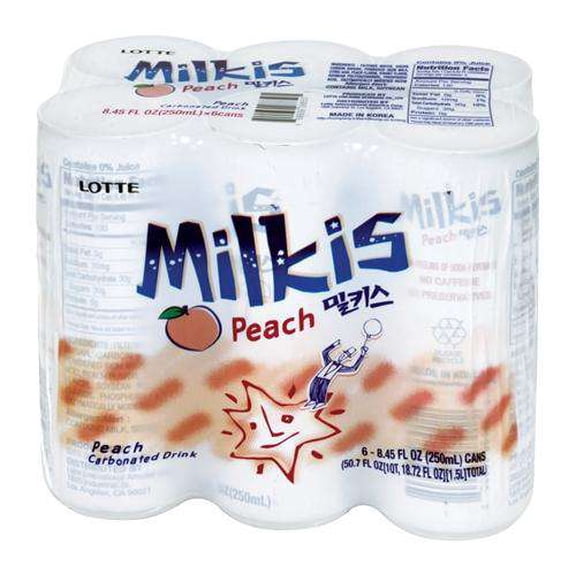 Lotte Milkis Peach Flavor Cream Soda 6 - 8.45 fl oz Cans