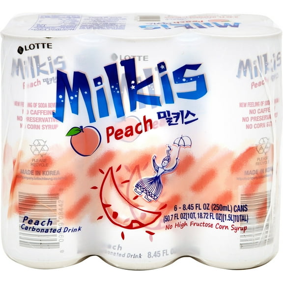 Lotte Milkis Peach Flavor Cream Soda 6 - 8.45 fl oz Cans