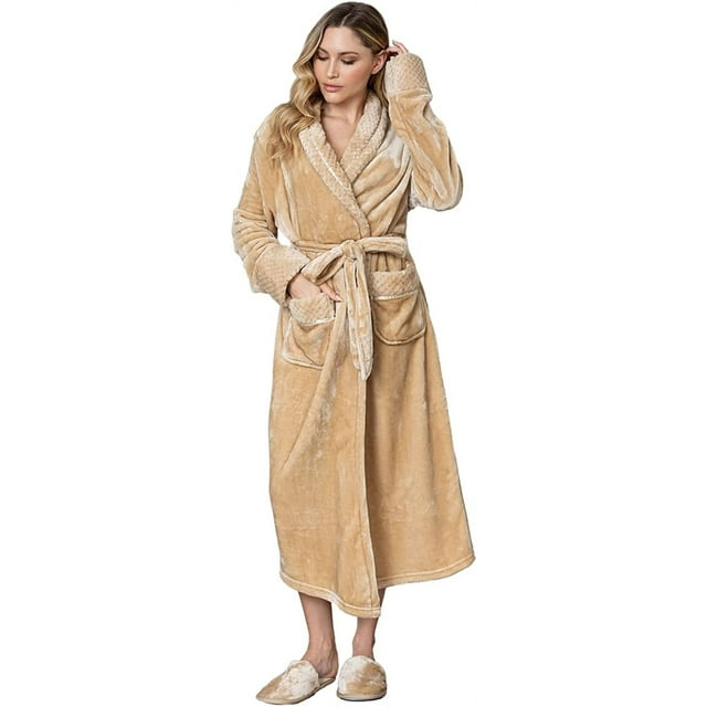 LOTUS LINEN Women Soft Plush Robes Luxury Fluffy Robe for Women Long