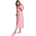 thumbnail interactive-video image 1 of Lotus Linen Women's Cotton Waffle Weave Kimono Spa Bathrobe - Knee Length, Soft & Lightweight 1 of 6