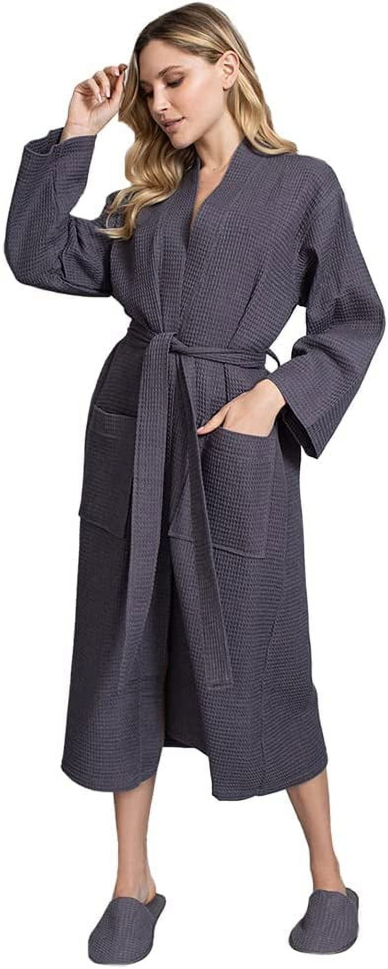LOTUS LINEN Women's Waffle Kimono Lightweight Robes - Cotton Bath Robe ...