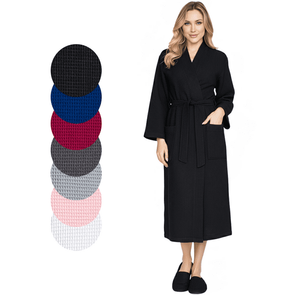 LOTUS LINEN Women's Waffle Kimono Lightweight Robes - Cotton Bath Robe for Women