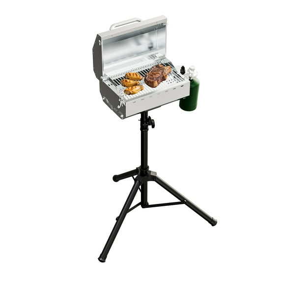 LOUAORIS Portable Propane Gas Grill with Folding Legs, 10,000 BTU Single Burner Stainless Steel Propane Grill, BBQ Gas Grill for Camping, Tailgating, Backyard ,Picnic (32.2"-37.5" Height Adjustable)