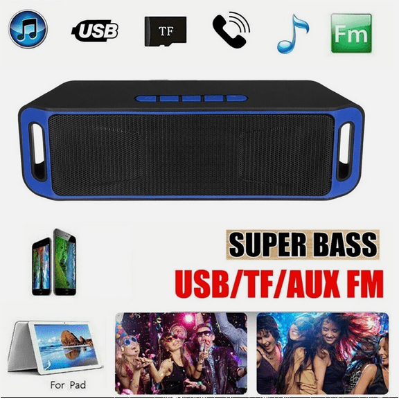 LOUD Bluetooth Speaker  Wireless Outdoor Portable Waterproof Speaker with Stereo Bass, USB/TF/FM Radio, for Pool Party Camping (Blue)