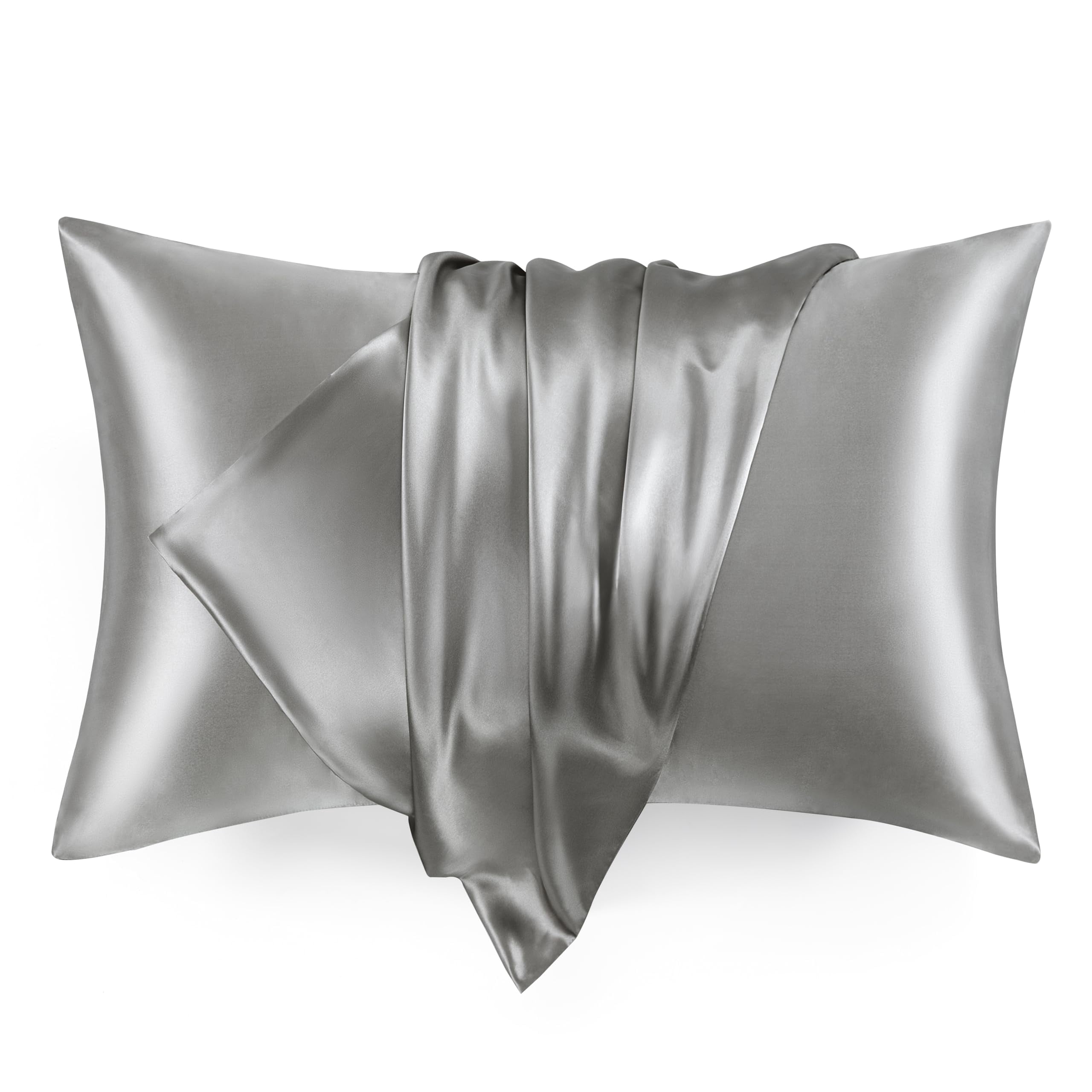 LOUDKS Satin Pillowcase Set of 2 Queen Size 20x30, Cooling Pillow Covers for Hair and Skin, Silky Smooth with Envelope Closure, Similar to Silk, White