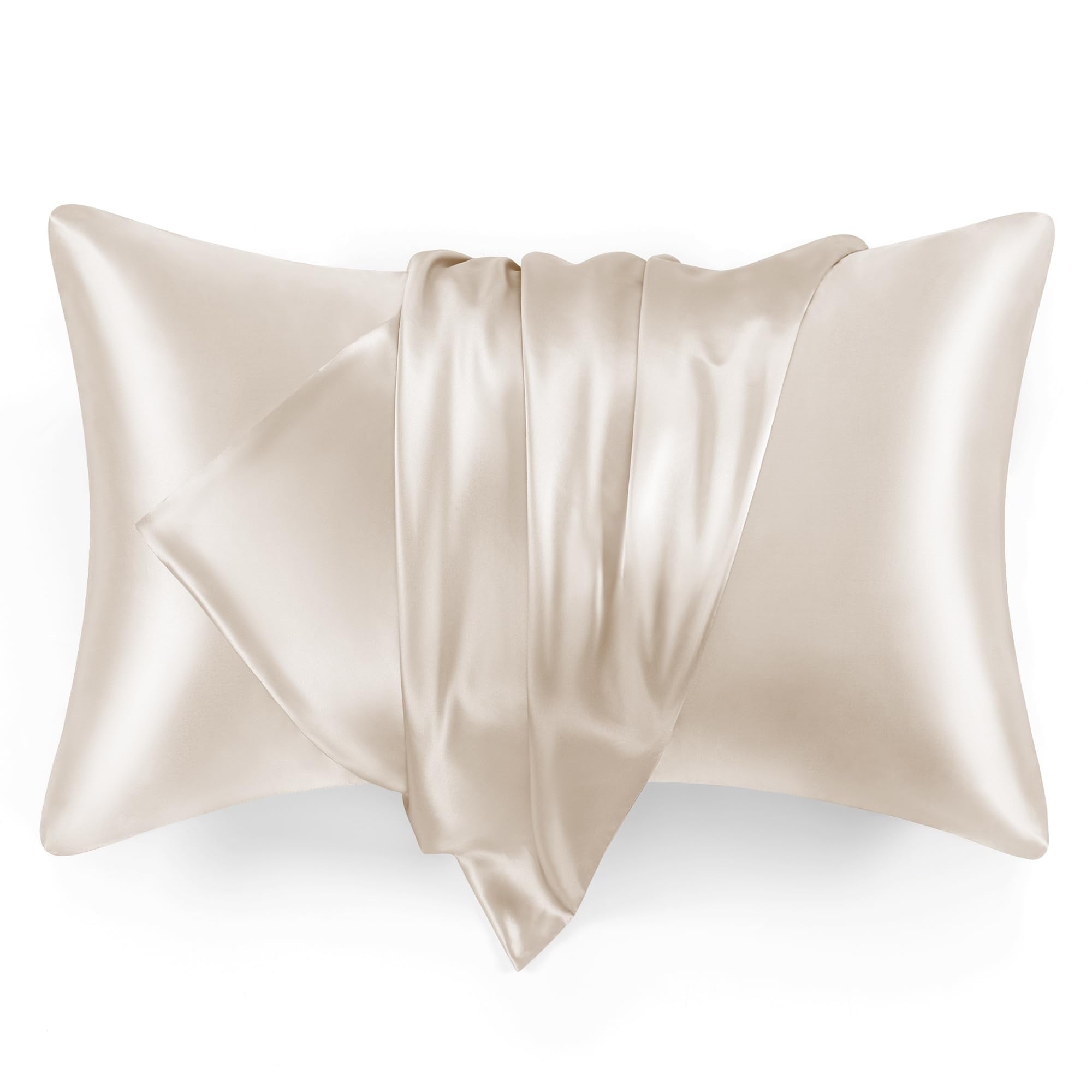 LOUDKS Satin Pillowcase Set of 2 Queen Size 20x30, Cooling Pillow Covers for Hair and Skin, Silky Smooth with Envelope Closure, Similar to Silk, White