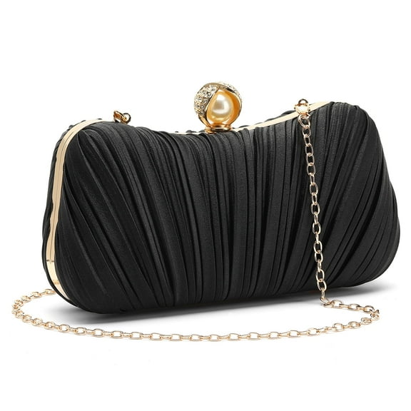 LOUEBICA Clutch Purses for Women Evening Bag Pleated Satins Clutch Purse Luxury Handbags for Wedding Party