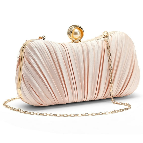 LOUEBICA Clutch Purses for Women Evening Bag Pleated Satins Clutch Purse Luxury Handbags for Wedding Party