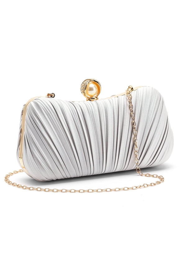 Clutch Purses for Women Evening Bag Pleated Satins Clutch Purse Luxury Handbags for Wedding Party