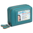 thumbnail image 1 of LOUEBICA Credit Card Holder Wallet RFID Blocking Leather Small Wallet for Women Double Zipper Wallet with ID Window, 1 of 6