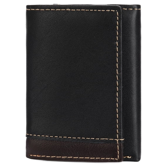 LOUEBICA Men's Genuine Leather Wallet Trifold Wallet RFID Blocking Minimalist Wallets for Men with ID Window