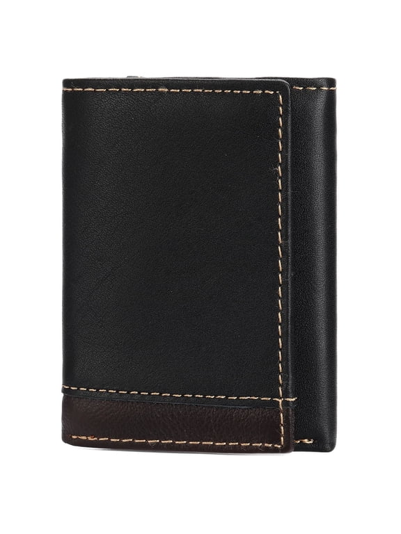 Men's Genuine Leather Wallet Trifold Wallet RFID Blocking Minimalist Wallets for Men with ID Window