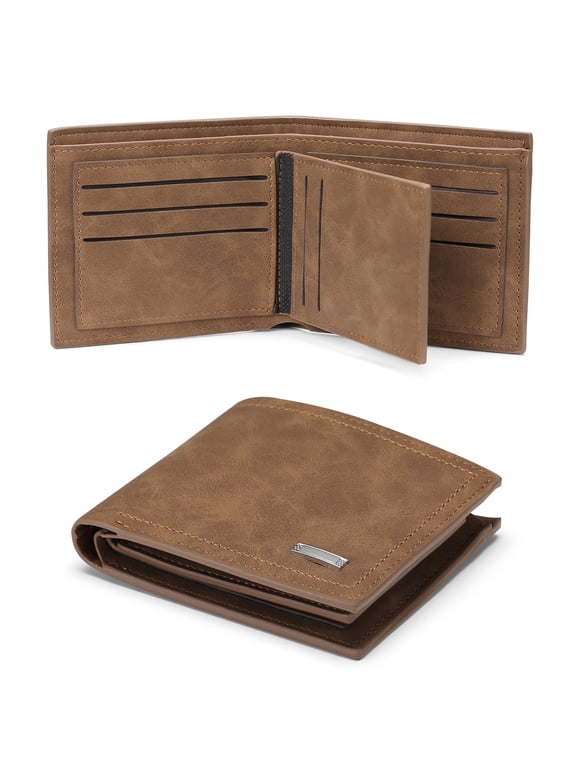 Mens Wallet Leather RFID Blocking Large Capacity Trifold Wallet for Men with 10 Card Holders